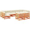 vidaXL 9 Piece Garden Sofa Set with Cushions Wax Brown Solid Wood Pine