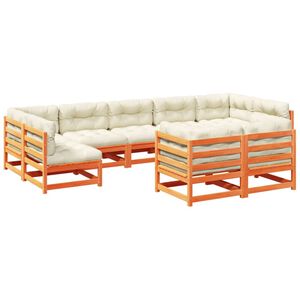 vidaXL 9 Piece Garden Sofa Set with Cushions Wax Brown Solid Wood Pine