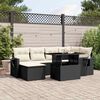 vidaXL 7 Piece Garden Sofa Set with Cushions Black Poly Rattan