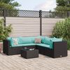 vidaXL 6 Piece Garden Lounge Set with Cushions Black Poly Rattan