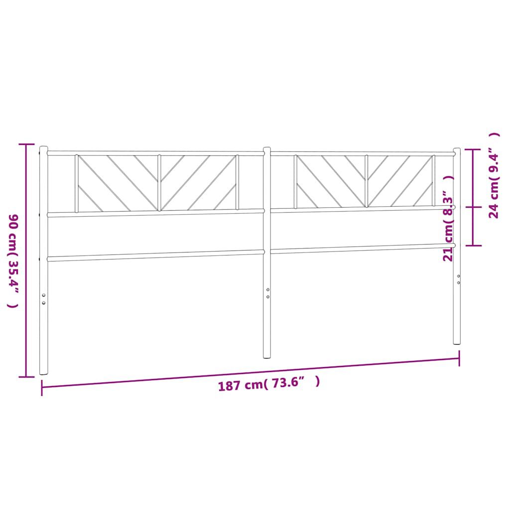 vidaXL Metal Headboard Black 180 cm