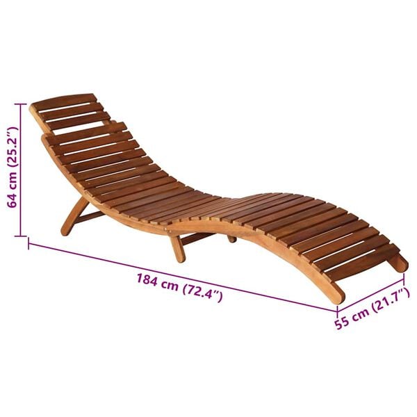 vidaXL Garden Sun Lounger with Table and Cushion Solid Wood Acacia