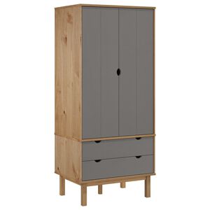 vidaXL Wardrobe OTTA Brown and Grey 76.5x53x172 cm Solid Wood Pine