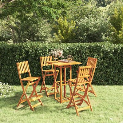 vidaXL 5 Piece Outdoor Bar Set Solid Wood Acacia