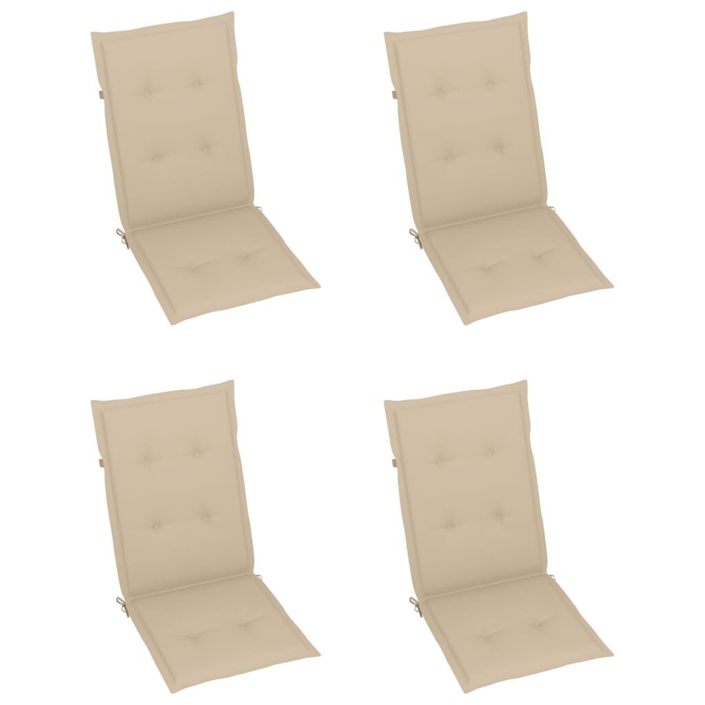 vidaXL Garden Chairs 4 pcs with Beige Cushions Solid Teak Wood