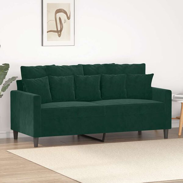 vidaXL 2-Seater Sofa Dark Green 140 cm Velvet
