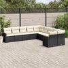 vidaXL 10 Piece Garden Sofa Set with Cushions Black Poly Rattan