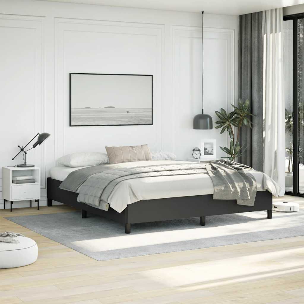 vidaXL Bed Frame without Mattress Black California King Faux Leather