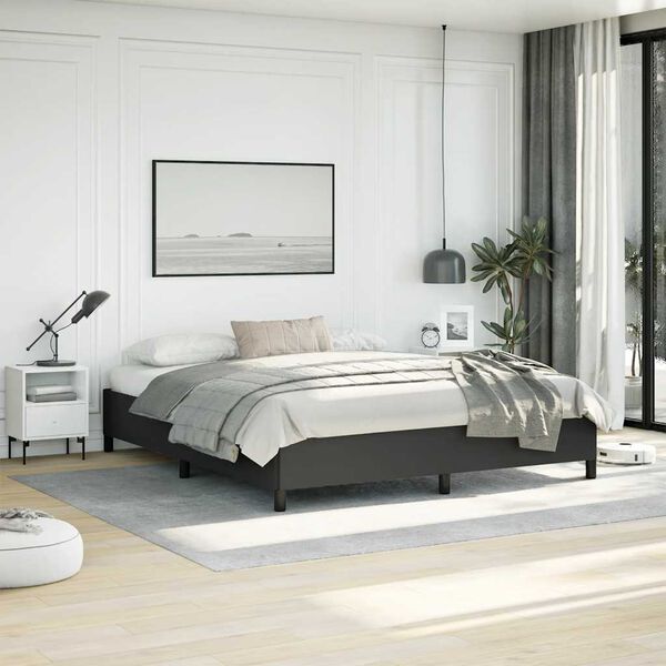 vidaXL Bed Frame without Mattress Black California King Faux Leather