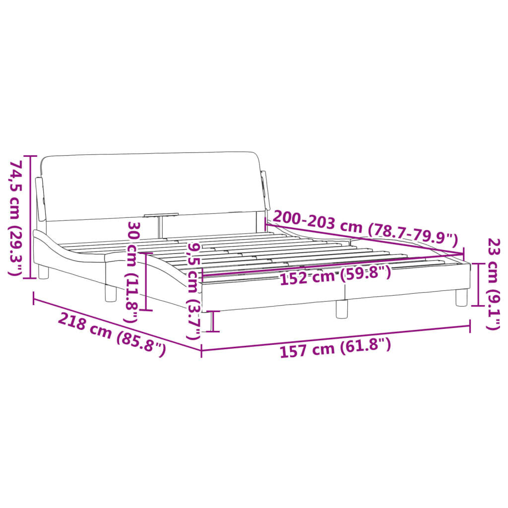 vidaXL Bed Frame without Mattress Black and White 152x203 cm Queen Faux Leather