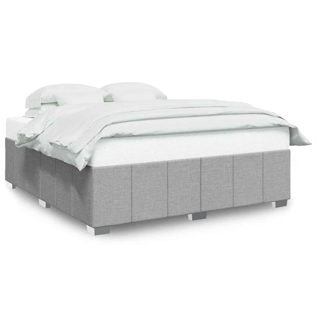 vidaXL Bed Frame without Mattress Light Grey King Fabric