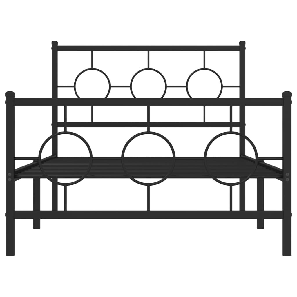 vidaXL Metal Bed Frame without Mattress with Footboard Black 100x200cm