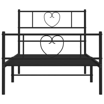 vidaXL Metal Bed Frame without Mattress with Footboard Black 100x190 cm