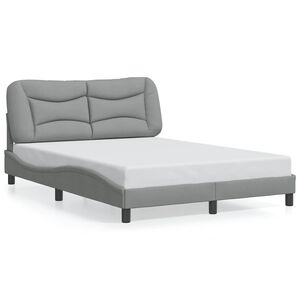 vidaXL Bed Frame without Mattress "Hvar" Light Grey 137x190 cm Fabric
