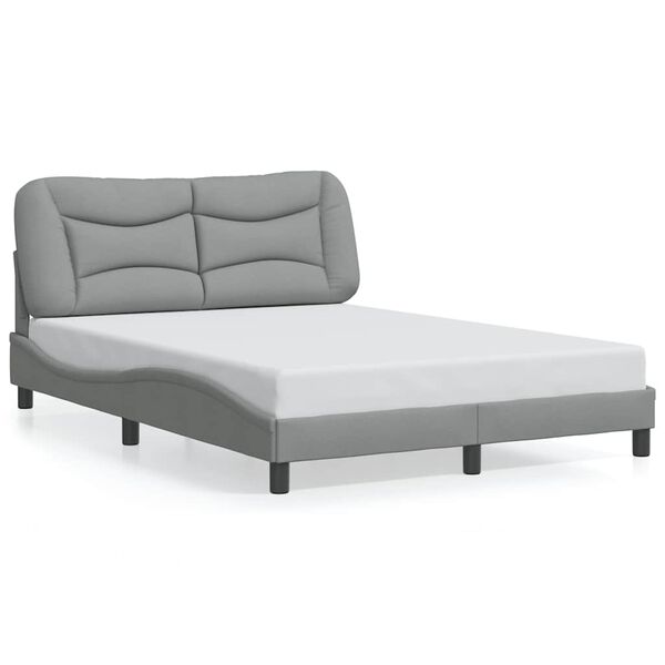 vidaXL Bed Frame without Mattress "Hvar" Light Grey 137x190 cm Fabric