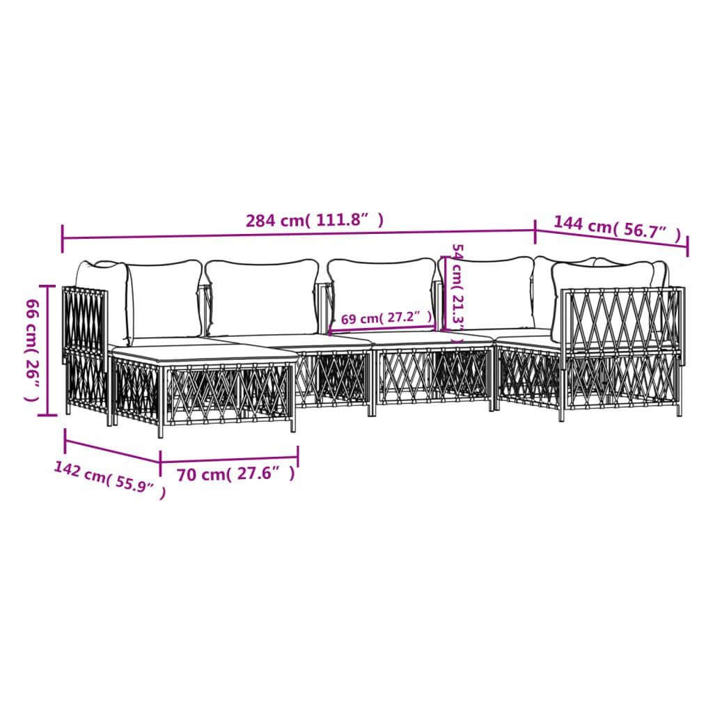 vidaXL 6 Piece Garden Lounge Set with Cushions White Steel