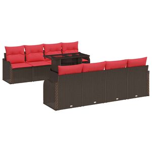 vidaXL Garden Sofa Set with Cushion 7 pcs Brown Poly Rattan