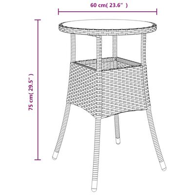 vidaXL 3 Piece Garden Bistro Set with Cushions Grey Poly Rattan