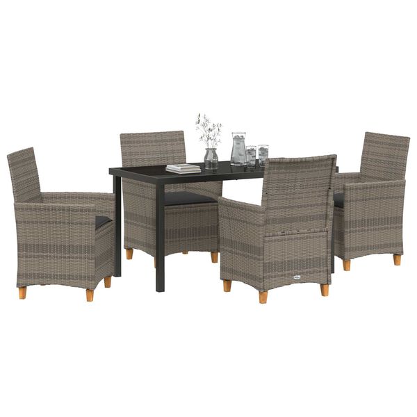 vidaXL Garden Dining Set 5 pcs Grey Poly Rattan