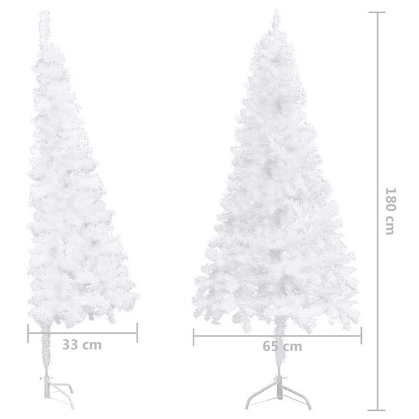 vidaXL Corner Artificial Christmas Tree LEDs&Ball Set White 180 cm PVC
