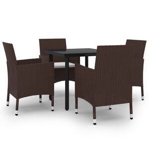 vidaXL 5 Piece Garden Dining Set Poly Rattan and Glass