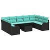 vidaXL Garden Sofa Set Black Poly Rattan