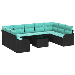 vidaXL Garden Sofa Set Black Poly Rattan