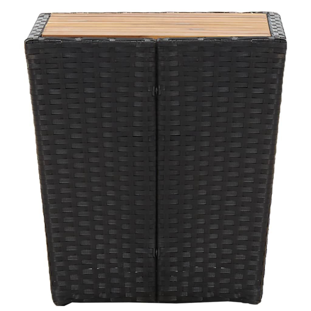 vidaXL Tea Table Black 41.5x41.5x43cm Poly Rattan and Solid Acacia Wood