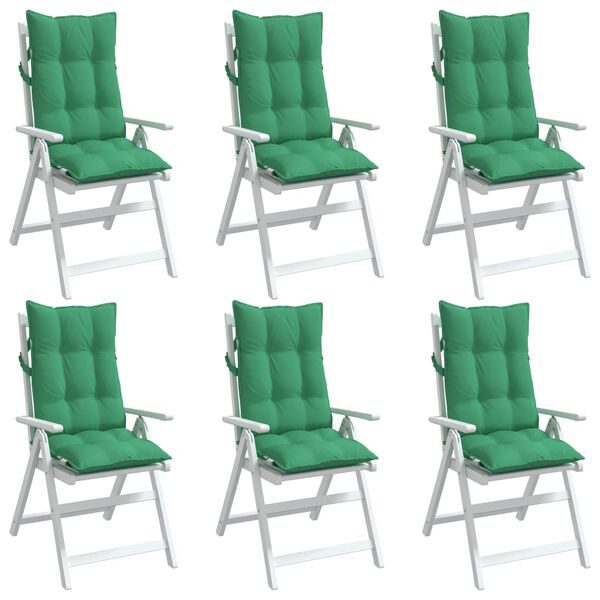 vidaXL Highback Chair Cushions 6 pcs Green Oxford Fabric
