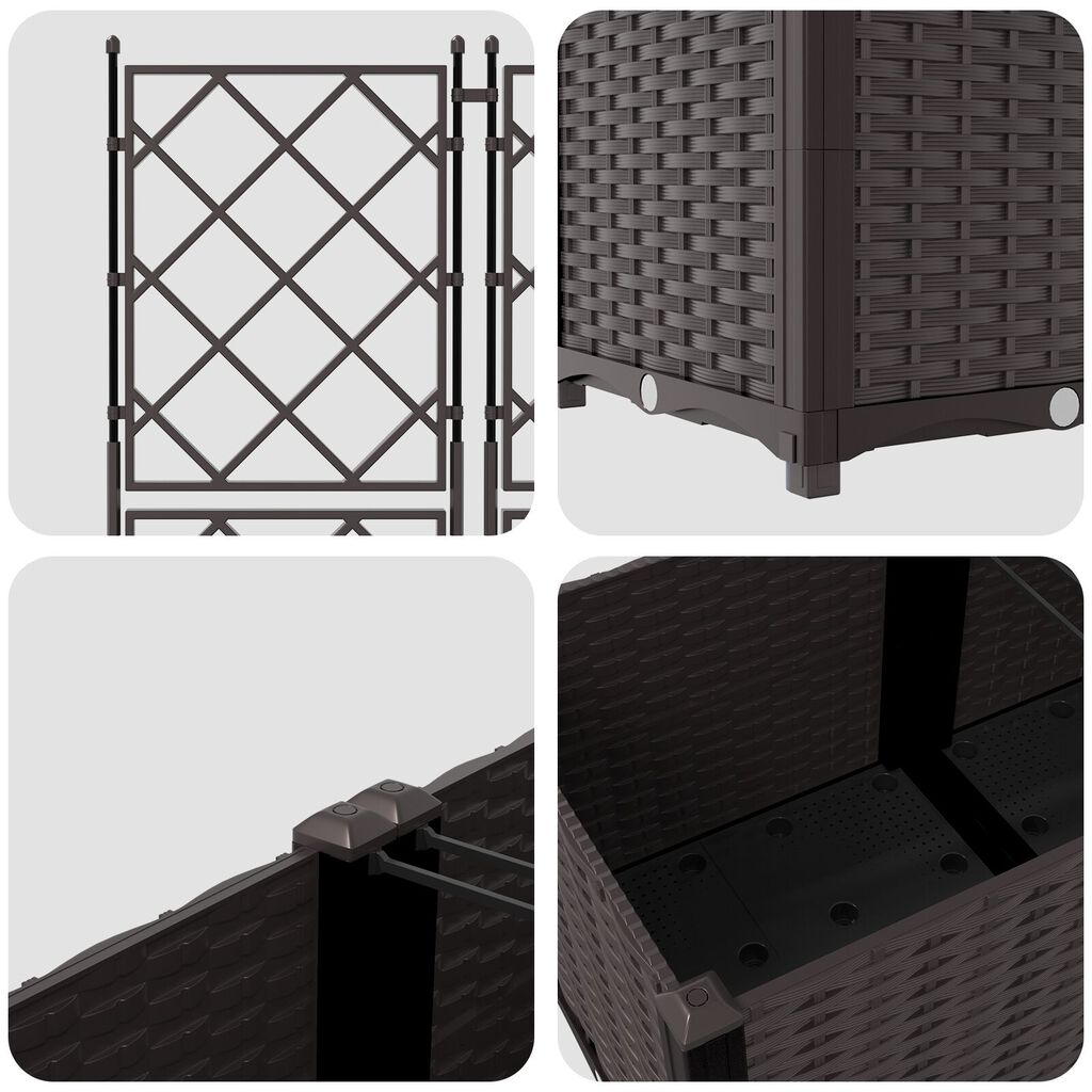 vidaXL Garden Planter with Trellis 3 pcs Brown 120x40x143 cm