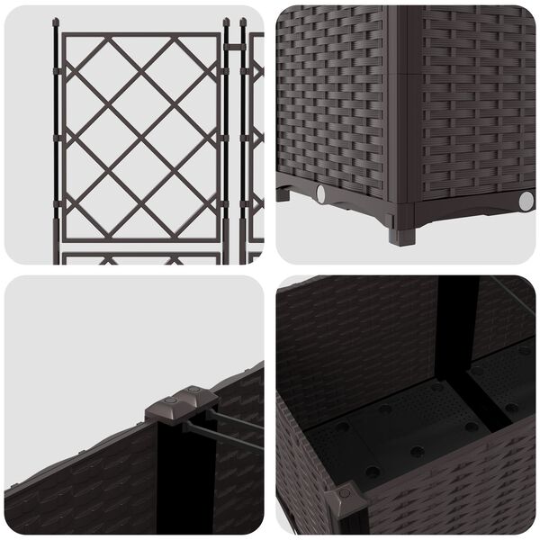 vidaXL Garden Planter with Trellis 3 pcs Brown 120x40x143 cm