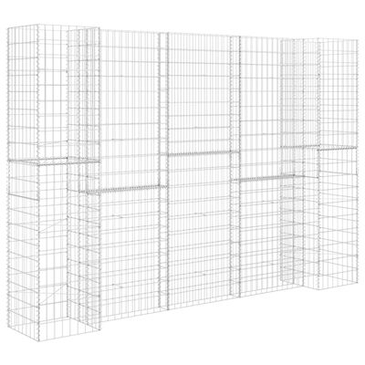 vidaXL H-Shaped Gabion Planter Steel Wire 260x40x180 cm