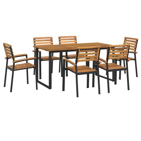 vidaXL 7 Piece Garden Dining Set Solid Wood Acacia and Metal