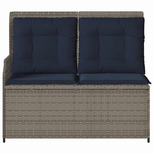 vidaXL Garden Bench with Cushion Grey Poly rattan