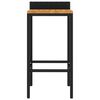 vidaXL Bar Stools 2 pcs Black Poly Rattan and Solid Wood Acacia
