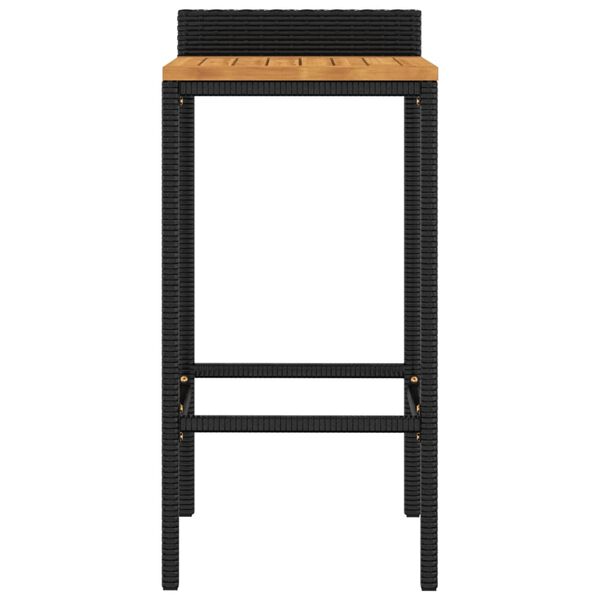 vidaXL Bar Stools 2 pcs Black Poly Rattan and Solid Wood Acacia