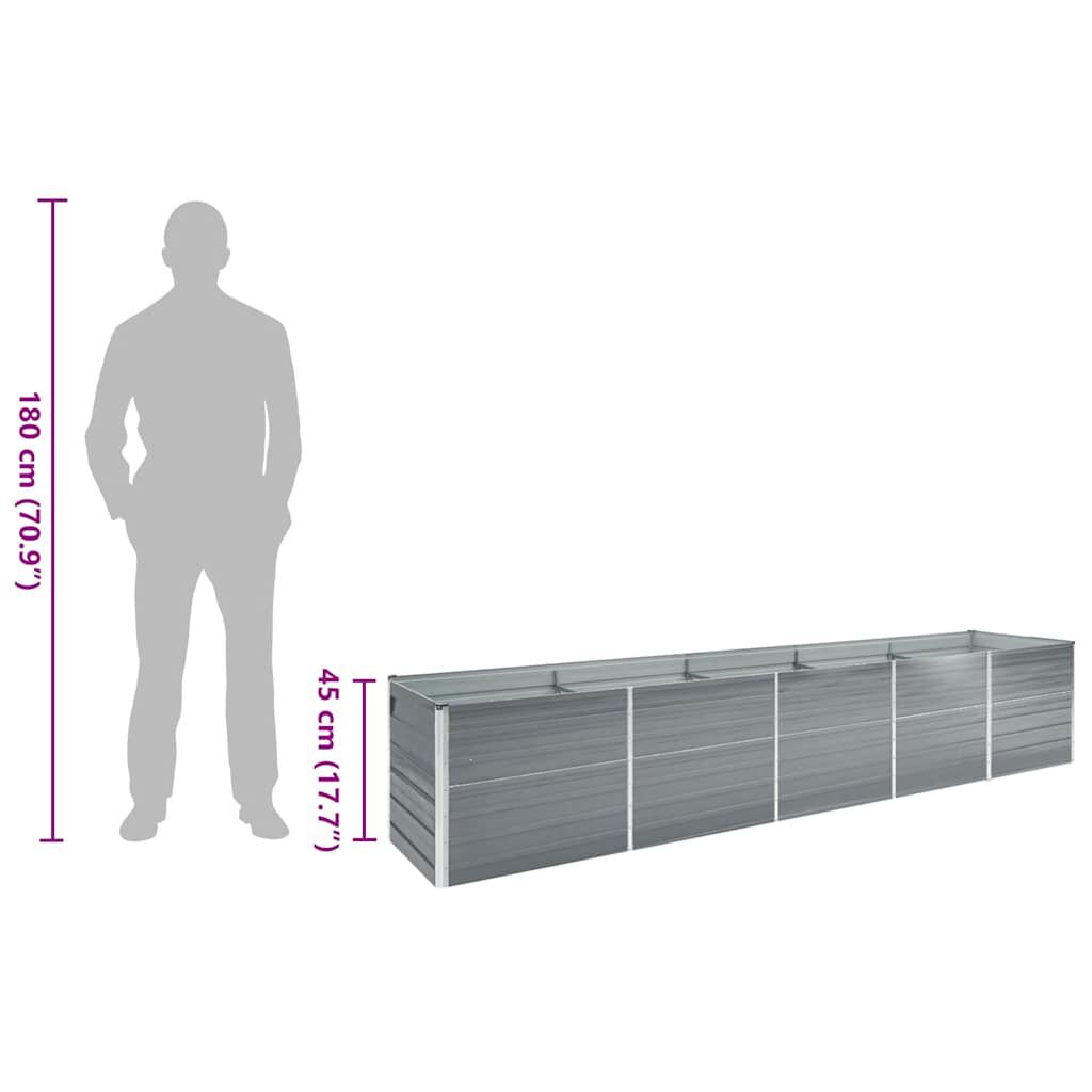 vidaXL Garden Raised Bed Galvanised Steel 400x80x45 cm Grey