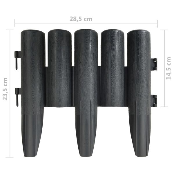 vidaXL Lawn Edgings 36 pcs Anthracite 10 m PP