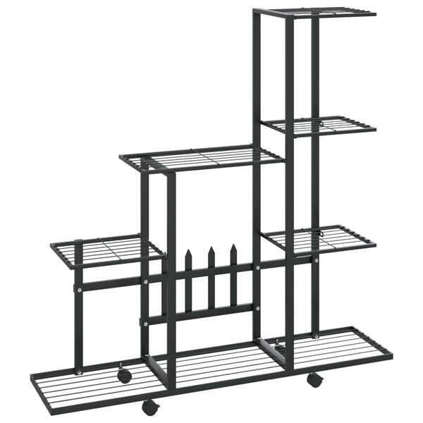 vidaXL Flower Stand with Wheel 94.5x25x92.5 cm Black Metal