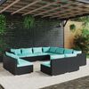 vidaXL 11 Piece Garden Lounge Set with Cushions Black Poly Rattan