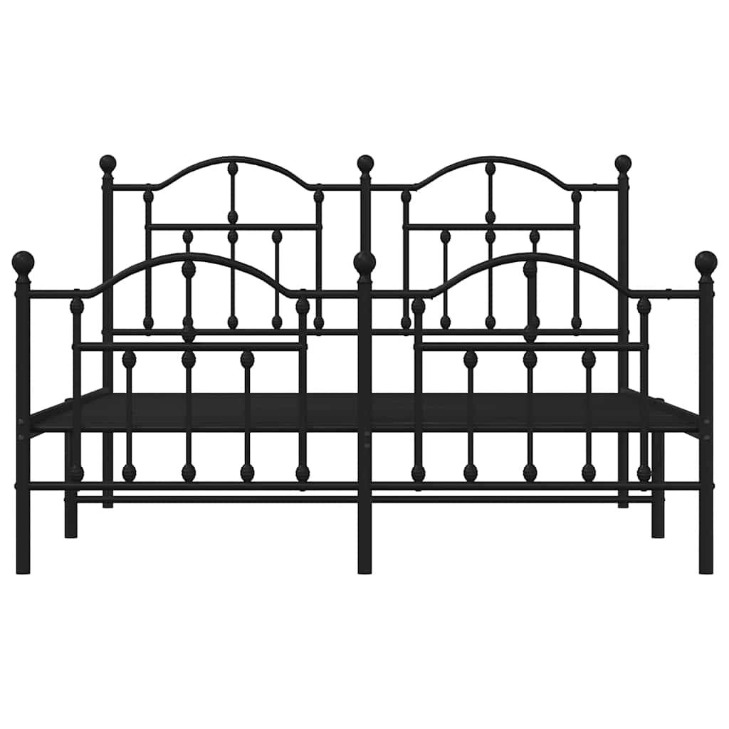 vidaXL Metal Bed Frame without Mattress with Footboard Black 135x190cm