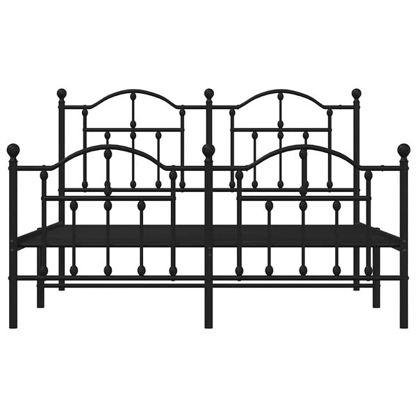 vidaXL Metal Bed Frame without Mattress with Footboard Black 135x190cm