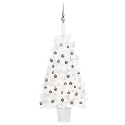 vidaXL Artificial Pre-lit Christmas Tree with Ball Set White 90 cm