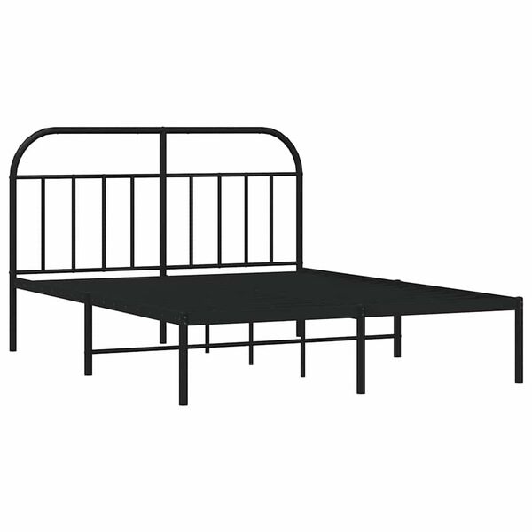 vidaXL Metal Bed Frame without Mattress with Headboard Black 135x190cm