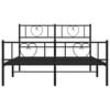 vidaXL Metal Bed Frame without Mattress with Footboard Black 135x190cm