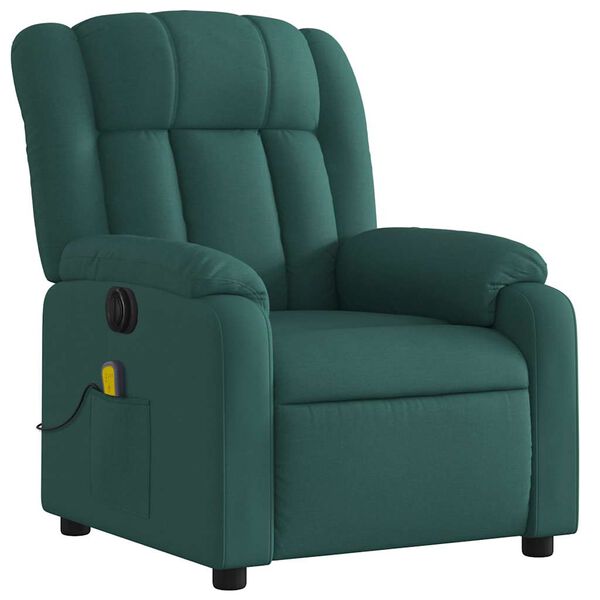vidaXL Electric Massage Recliner Chair Dark Green Fabric