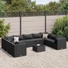 vidaXL 10 Piece Garden Lounge Set with Cushions Black Poly Rattan