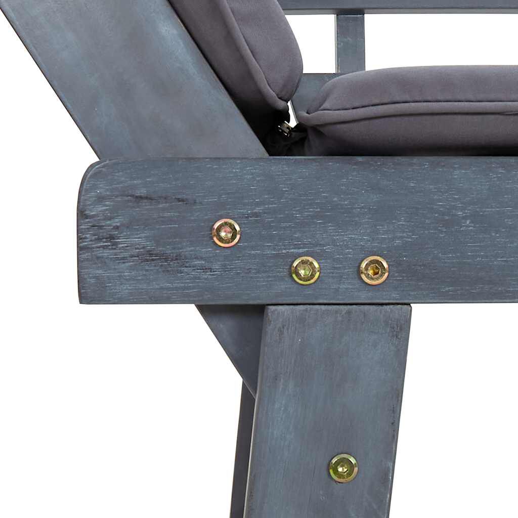vidaXL Garden Bench with Cushions 2-in-1 190 cm Grey Solid Acacia Wood