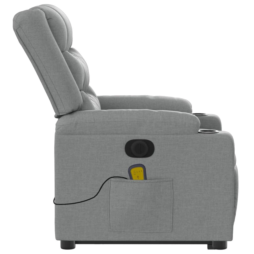 vidaXL Electric Stand up Massage Recliner Chair Light Grey Fabric