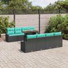 vidaXL Garden Sofa Set with Cushion Manual 9 pcs Black and Teal